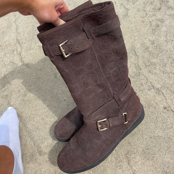 COACH Brown Gold Buckle Moto Vintage Boot - Picture 5 of 8